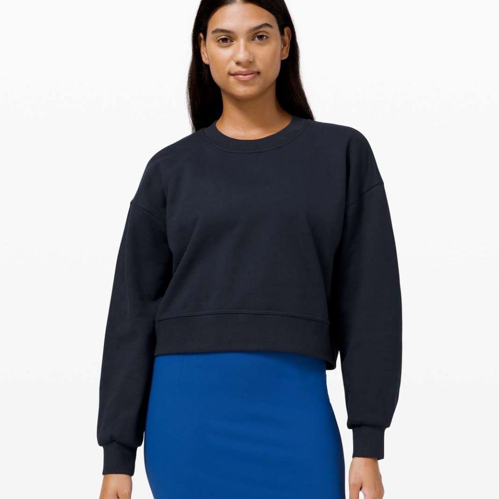 Lululemon Perfectly Oversized Crop Crew True Navy *Flaw
